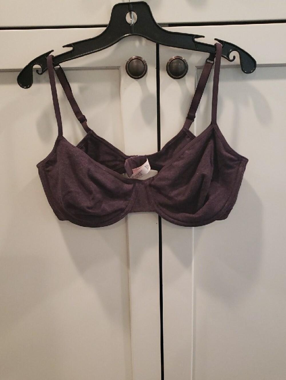 Victoria's Secret Plum Cotton Underwire Bra & Thong Set - Deep Plum - Picture 4 of 6